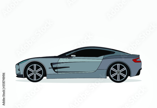 detailed body and rims of a flat colored car cartoon vector illustration
