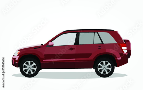detailed body and rims of a flat colored car cartoon vector illustration