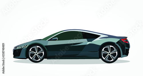 detailed body and rims of a flat colored car cartoon vector illustration