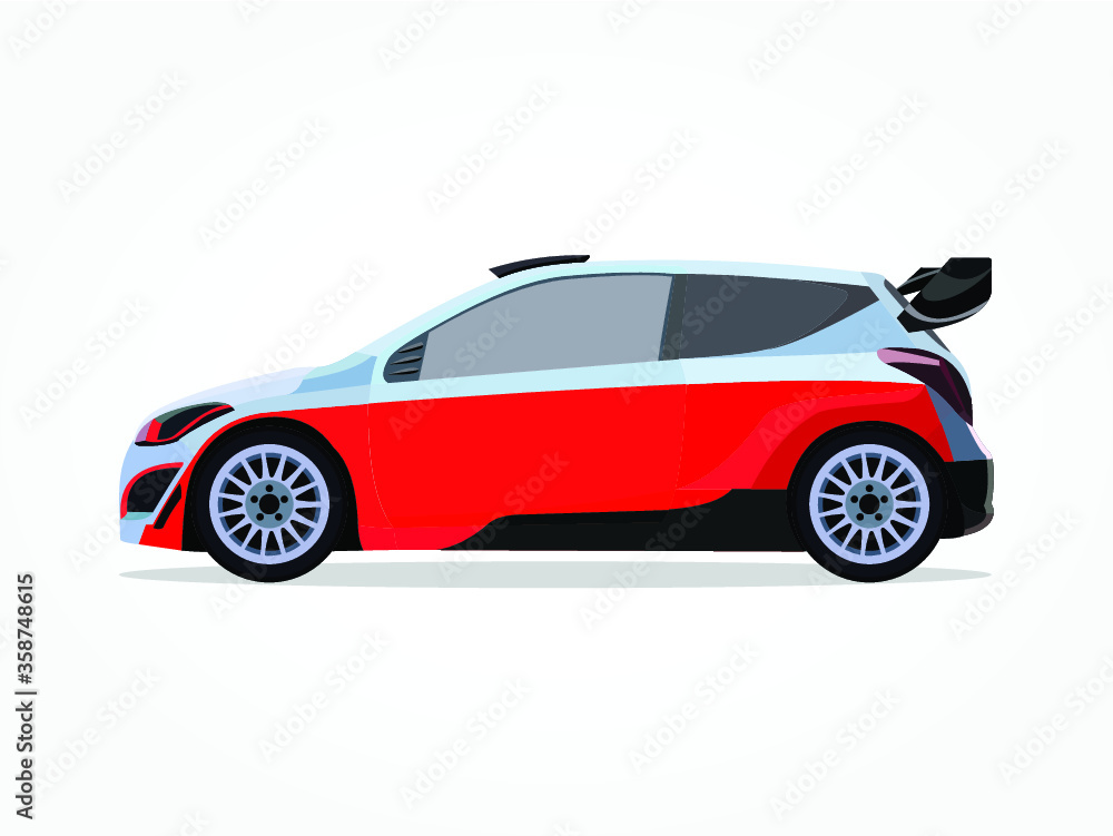 Naklejka premium detailed body and rims of a flat colored car cartoon vector illustration
