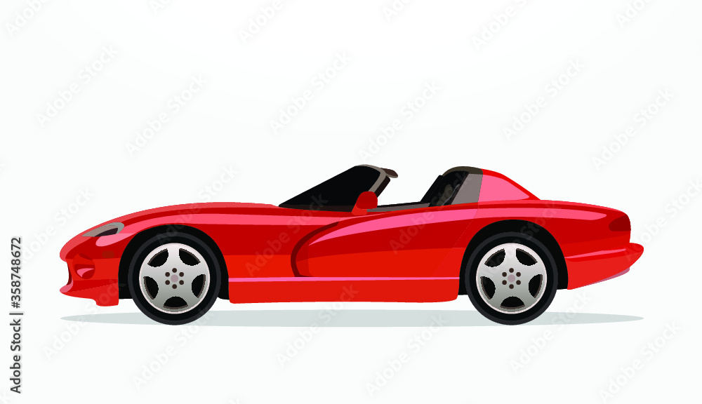 Fototapeta premium detailed body and rims of a flat colored car cartoon vector illustration
