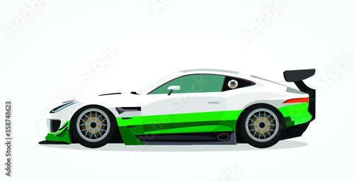 detailed body and rims of a flat colored car cartoon vector illustration