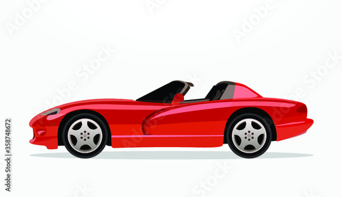 detailed body and rims of a flat colored car cartoon vector illustration