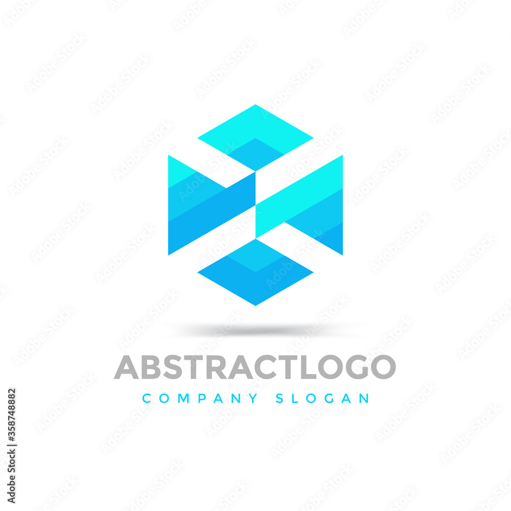 Abstract polygon shape logo icon for technology and data related company. Abstract polygon shape logo icon for technology and data related company.