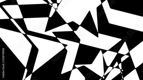 Abstract black and white loop background animation with intersecting rotating star shapes