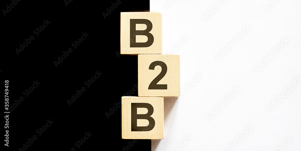 Business concept text B2B on wood block on the black and white background Business concept text B2B on wood block on the black and white background