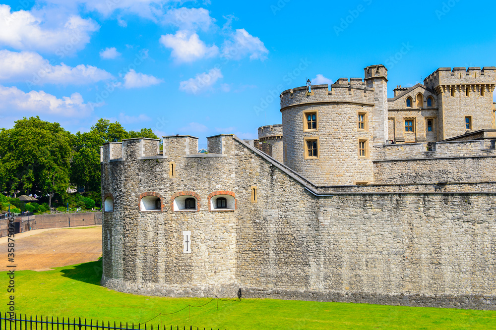 Exterior of the Tower of London (Her Majesty's Royal Palace and Fortress of the Tower of London), England. UNESCO World Heritage