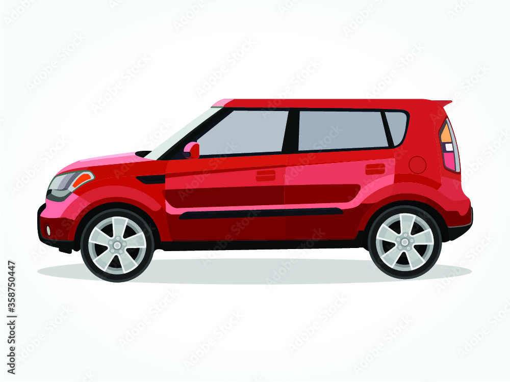 detailed body and rims of a flat colored suv cartoon vector illustration