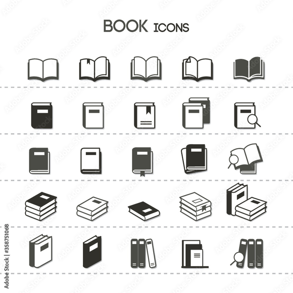 collection of book icons