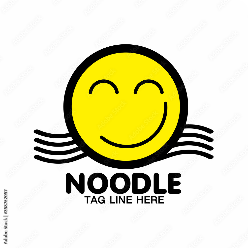 Noodle smile logo , Emoji face cartoon Smile icon Logo Vector Stock