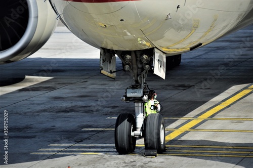 airplane tyre on the runway of abu dhabi airport