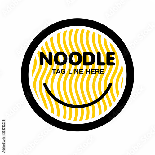 Logo noodle , Simple logo design noodle in circle for restaurant