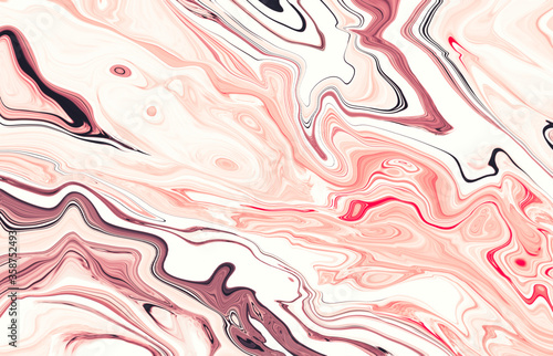 Abstract realistic liquid paint Marbling effect, fluid art technique of splashes, flows, drops and strokes of paint. Acrylic backdrop texture for wallpaper, covers, wrapper, fabric, packaging.