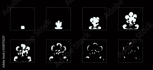 Explosion Smoke effect. Explosion Animation effect. Animation Sprite sheet for games, cartoon or animation. vector style animation effect 1211.