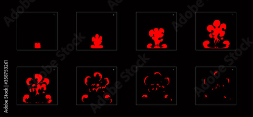 Fire explosion effect. Explosion Animation effect. Animation Sprite sheet for games, cartoon or animation. vector style animation effect 1214.