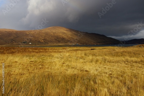 A storm approaching Loch Ainort on the Island of Skye, Inner Hebrides, Scotland, UK.