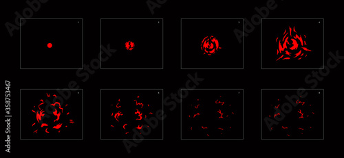 Fire explosion effect. Explosion Animation effect. Animation Sprite sheet for games, cartoon or animation. vector style animation effect 1220.