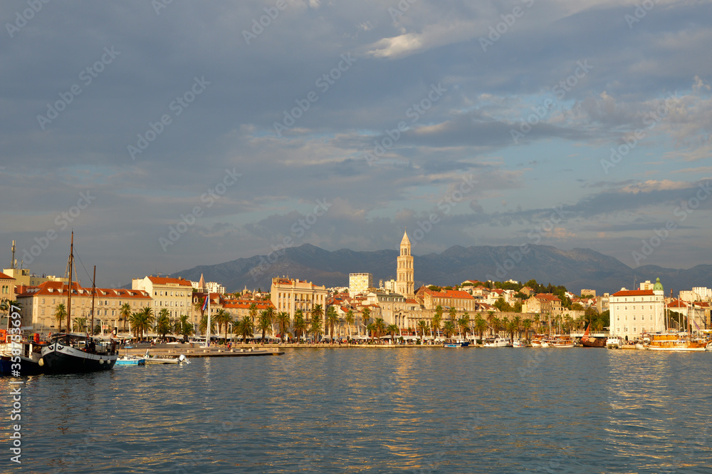 Panoramic view of the old town of Split, Croatia.
