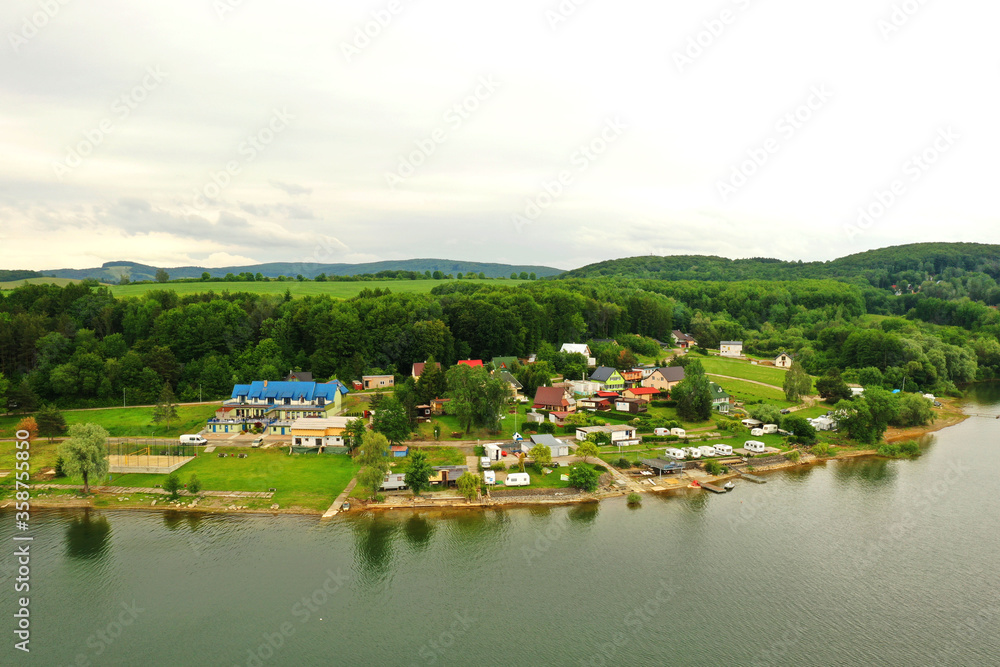 Aerial view of the Domasa reservoir in Slovakia