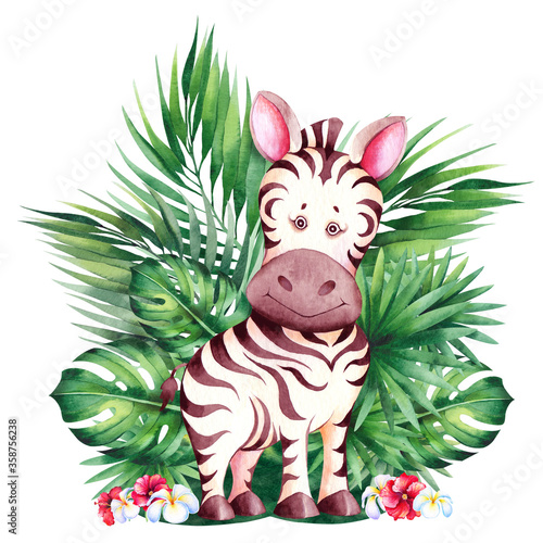 Canvas Print Little cartoon zebra.