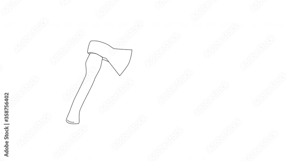 Axe - Self drawing animation, line art. Copy space. White background. Axe - Self drawing animation, line art. Copy space. White background.
