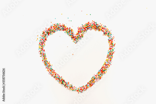 heart on white background, sprinkled heart