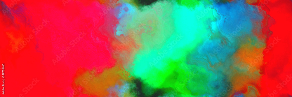 abstract watercolor background with watercolor paint with crimson, light sea green and dark sea green colors and space for text or image