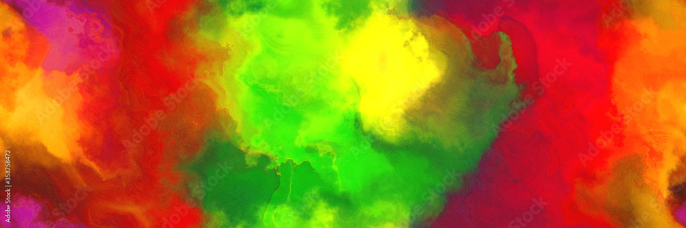 abstract watercolor background with watercolor paint with lawn green, green yellow and firebrick colors. can be used as web banner or background
