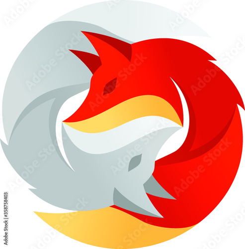 2 Foxes Shaped As Yin Yang Symbol