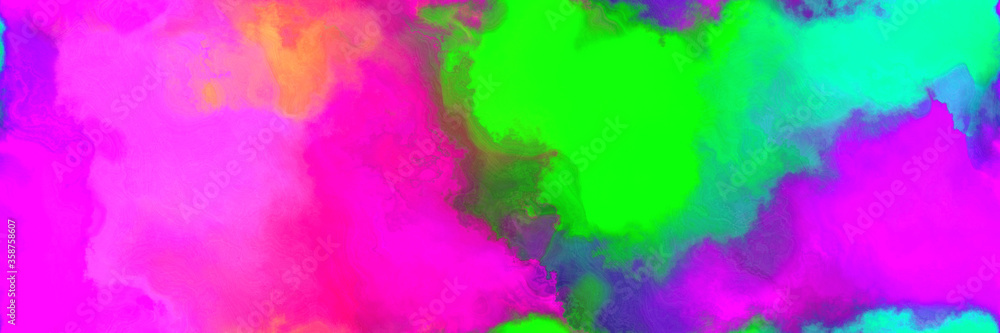 abstract watercolor background with watercolor paint with magenta, vivid lime green and dark slate blue colors
