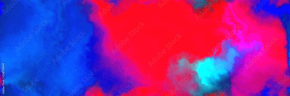 abstract watercolor background with watercolor paint with strong blue, crimson and dark orchid colors and space for text or image