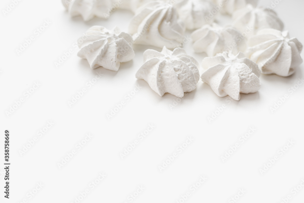 meringue on white background, cakes on white background