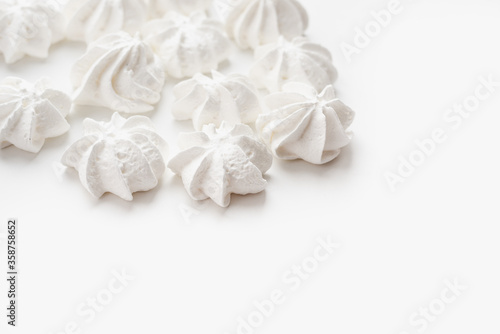 meringue on white background  cakes on white background