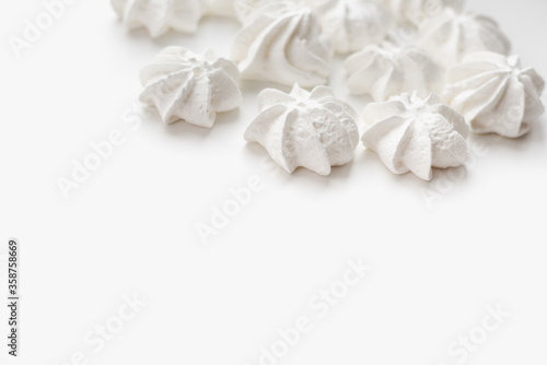 meringue on white background, cakes on white background