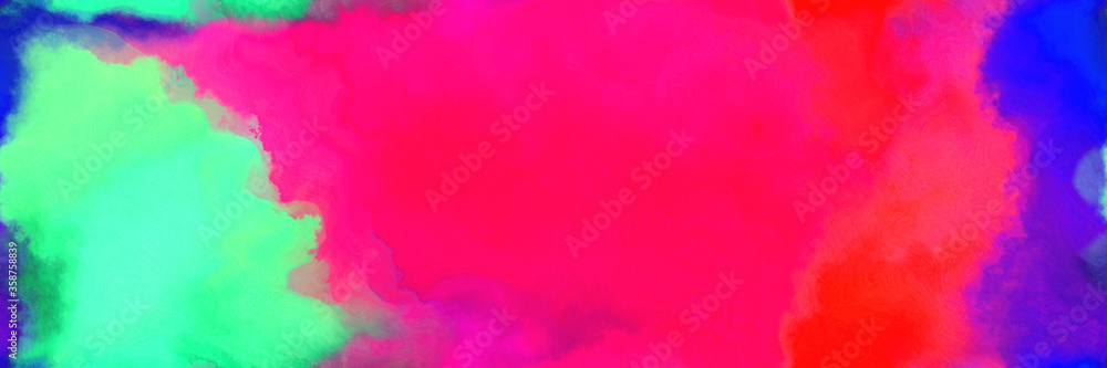 abstract watercolor background with watercolor paint with bright pink, medium aqua marine and medium blue colors. can be used as background texture or graphic element