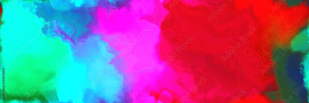 abstract watercolor background with watercolor paint with crimson, bright turquoise and magenta colors