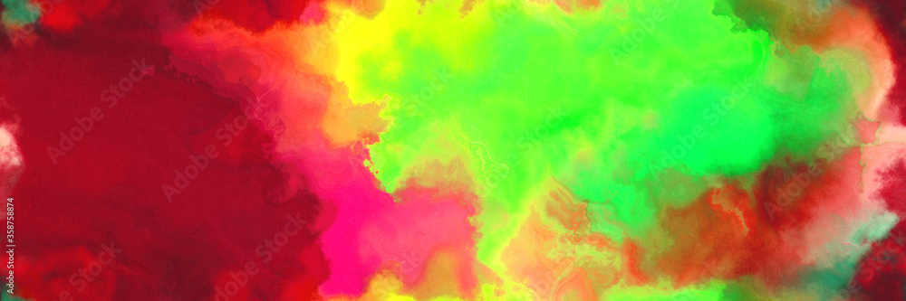 abstract watercolor background with watercolor paint with firebrick, moderate green and vivid lime green colors. can be used as background texture or graphic element