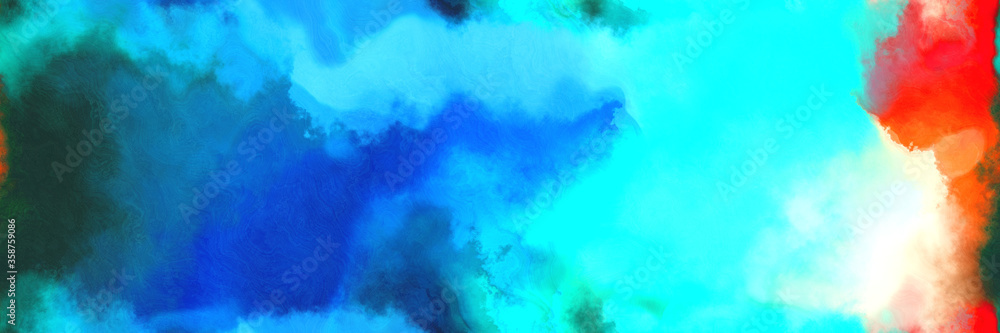 abstract watercolor background with watercolor paint with burly wood, bright turquoise and pastel gray colors and space for text or image
