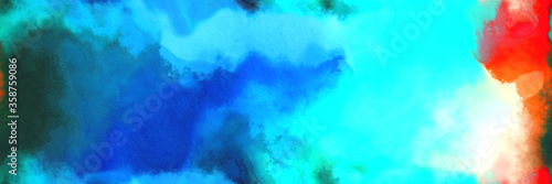 abstract watercolor background with watercolor paint with burly wood, bright turquoise and pastel gray colors and space for text or image