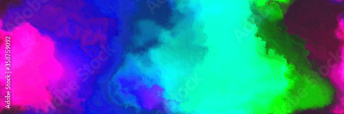 abstract watercolor background with watercolor paint with magenta, medium blue and bright turquoise colors. can be used as web banner or background