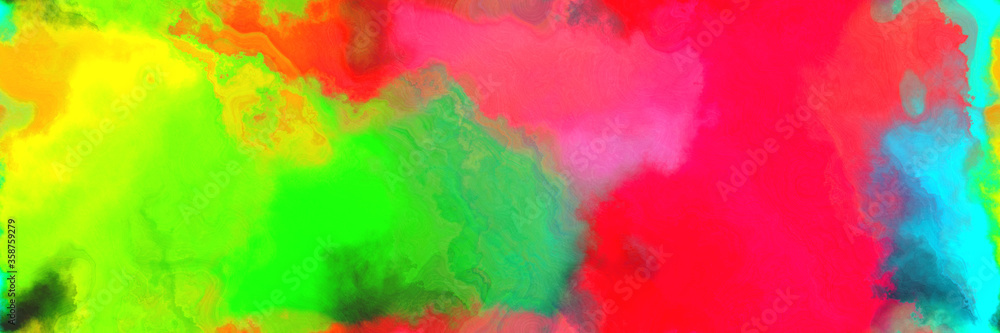 abstract watercolor background with watercolor paint with lime green, green yellow and crimson colors. can be used as background texture or graphic element