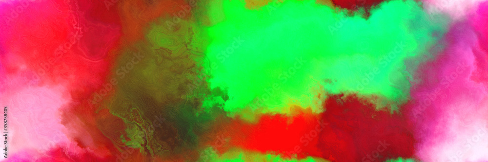 abstract watercolor background with watercolor paint with vivid lime green, firebrick and tan colors and space for text or image