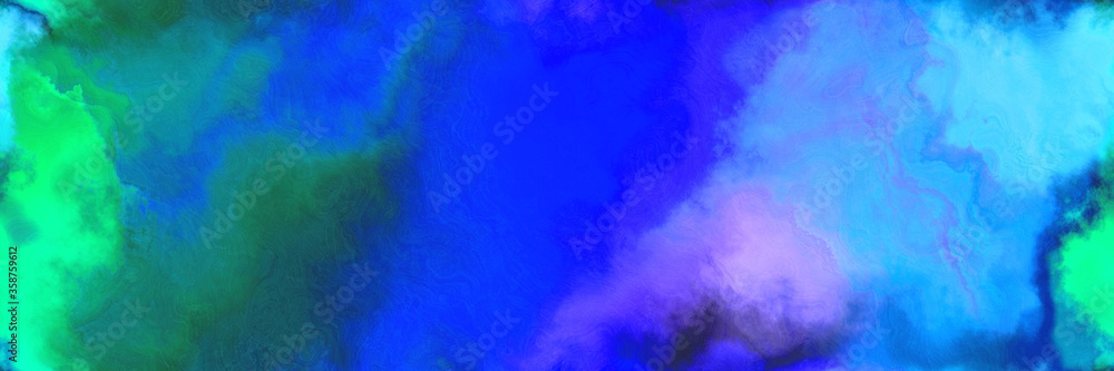 abstract watercolor background with watercolor paint with strong blue, blue and teal green colors and space for text or image