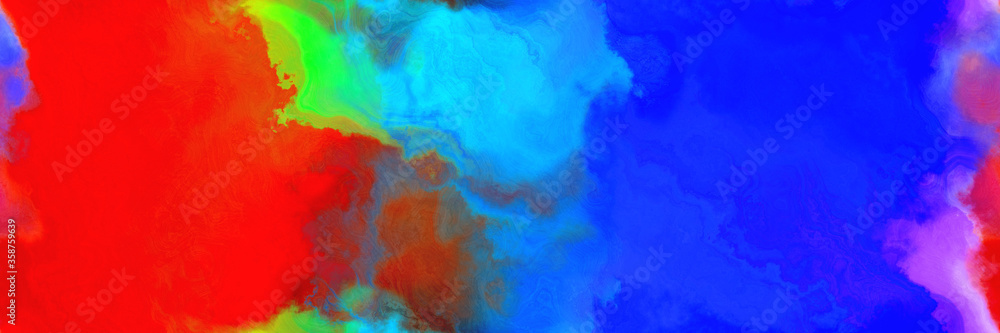 abstract watercolor background with watercolor paint with blue, crimson and dark turquoise colors. can be used as web banner or background