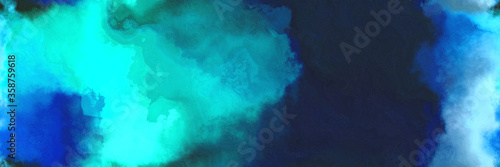 abstract watercolor background with watercolor paint with bright turquoise, very dark blue and dodger blue colors. can be used as web banner or background