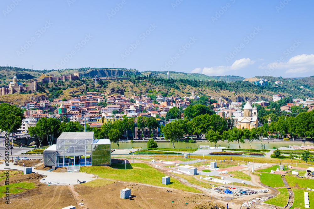 It's Panoramic view of Tbilisi, Georgia. Tbilisi is the capital
