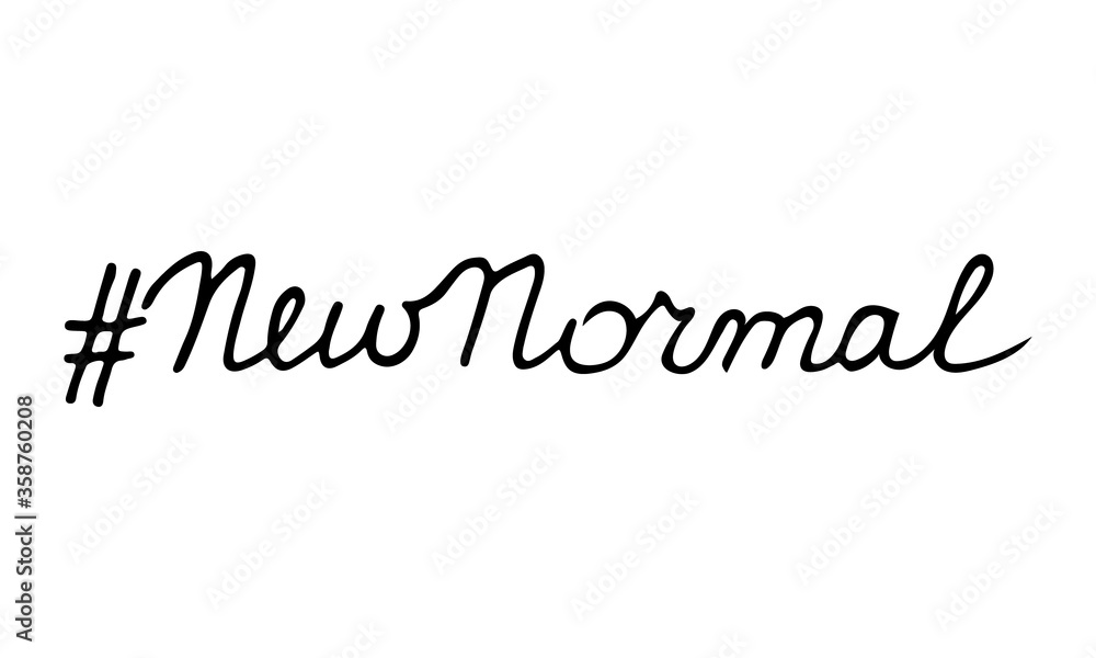 Hand-written phrase New normal. Life concept after quarantine of coronavirus. Hand drawn lettering text for sticker or template. Stock vector illustration isolated on transparent background. Hand-written phrase New normal. Life concept after quarantine of coronavirus. Hand drawn lettering text for sticker or template. Stock vector illustration isolated on transparent background.