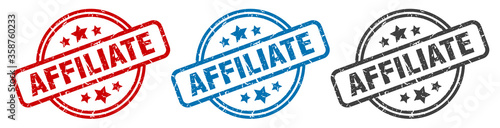affiliate stamp. affiliate round isolated sign. affiliate label set