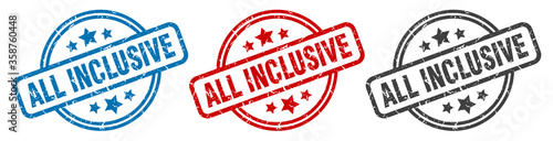 all inclusive stamp. all inclusive round isolated sign. all inclusive label set