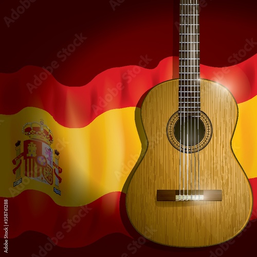 spain flag with guitar